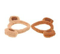PACKOVE 2 Stück Pack Flauschige Bärenohren Haarreifen aus Weichem Plüsch Tierohren Kostümzubehör für Mädchen Flexibler Party und Cosplay Haarreif in Braun und Khaki