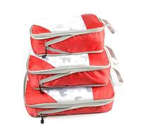 PACKOVE 3 Stück Teiliges Set Wasserdichter Reiseaufbewahrungstaschen für Kleidung Kompressionstaschen für Koffer und Rucksack Rote Organizer für Optimale Gepäckorganisation