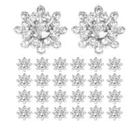 PACKOVE 50 Stück Strass Schneeflockenknöpfe 15mm Silberne Metallknöpfe zum Annähen Glänzende Dekoration für Kleidung Schmuck und Bastelarbeiten