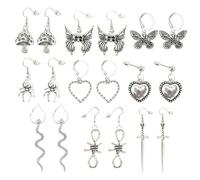 PACKOVE 9 Paar Damen Ohrhänger Vintage Punk Legierung Schlangen Schmetterling Herz Anhänger Schmuck für Alltag Party