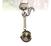 PACKOVE Fuchs Kopf Brustuhr Mit Strass Intarsien Medizinische Krankenschwester Taschenuhr Goldfarbene Ansteckuhr Zur Befestigung Für Ärzte Und Pflegepersonal