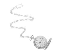 PACKOVE Mechanische Taschenuhr mit Kette Herren und Damen Präzises Mechanisches Uhrwerk Silberne Legierung Klassisches Graviertes Flip Cover für Alltag und Sammlung