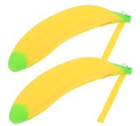 PACKOVE Silikon Bananen Federmäppchen Leicht zu Öffnen 2 Stück-Pack Flexibel mit Großem Fassungsvermögen Kreative und Lustige Schreibtisch Aufbewahrung für Kinder