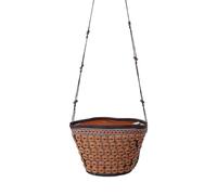 PACKOVE Strandtasche Beuteltasche aus Gewebtem Canvas in Braun für Urlaub | Kokosnussschale, Bucket Form, Schultertasche, Moderne Optik, Einkaufstouren, Handgefertigte Verarbeitung