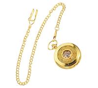 PACKOVE Taschenuhr Steampunk Retro Mechanische Uhr Mit Römischen Ziffern Klassische Halbhunter Taschenuhr Für Herren Mit Skelett-zifferblatt Goldene Gehäuse Und Kratzfestem Mineralglas