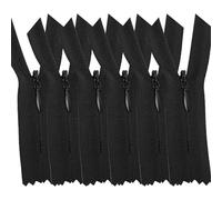 [Packung 6 Stück] Unsichtbare Reißverschlüsse Nylon [40 cm] für Kleidung，Taschen & Nähen | Weiß, Schwarz, Beige & Mehr | Inkl. Metallslider | Nähen, Basteln, Patchwork (black)