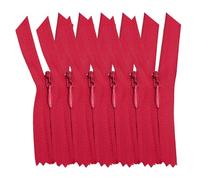 [Packung 6 Stück] Unsichtbare Reißverschlüsse Nylon [40 cm] für Kleidung，Taschen & Nähen | Weiß, Schwarz, Beige & Mehr | Inkl. Metallslider | Nähen, Basteln, Patchwork (red)