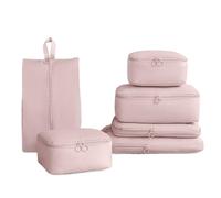Packwürfel-Set - 6-teilige erweiterbare Kompressionstaschen | Gepäck-Organizer, praktische Aufbewahrungslösung für Kleidung, Schuhe, Hosen, Männer, Frauen, Teenager, Raga, Rosa, Beziehen Sie sich auf