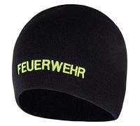 PACOTEX Premium Wintermütze Beanie Strickmütze Marineblau mit Stick Feuerwehr (leuchtgelb)