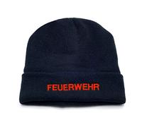 PACOTEX Strickmütze Wintermütze Marineblau mit Stick Feuerwehr und 3M Thinsulate Wärmeisolation (Stickfarbe, rot)