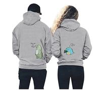 Pärchen Kapuzenpullover Für Anime Interaktiver mehrdeutiger Dinosaurier Couple Pullover Love Paar Kapuzenpullover Liebe Partnerlook Cartoon Couple Geschenk Schwarz Weiß Grau 1 Stück (A-Grey Damen, XL)