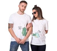 Pärchen T-Shirt Für Anime Couple Love Paar Liebe Partnerlook Cartoon Geschenk Schwarz Weiß Grau 1 Stück, Weiß-Men, 3XL