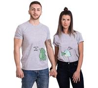 Pärchen T-Shirt Für Anime Couple T-Shirt Love Paar T-Shirt Liebe Partnerlook Cartoon Couple Geschenk Schwarz Weiß Grau 1 Stück, Grau-Men, M