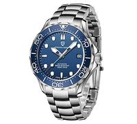 Pagani Design 007-Modell Herren-Automatikuhren, japanisches Uhrwerk, drehbare Keramiklünette, Edelstahl, wasserdicht, selbstaufziehende Armbanduhr, Blaustahl, Armband