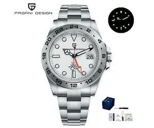 Pagani Design 2026 Neue Herren-Taucheruhr 42mm Saphir Automatische Mechanische GMT-Uhr 100m Wasserdicht PD1682 Silver Black V2