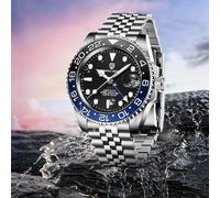 PAGANI DESIGN 40 mm Keramik GMT Automatikuhr Herren mechanische Uhr Saphirglas 100 m wasserdicht Herren mechanische Uhr Rubber black green