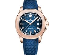 Pagani Design Automatik Herrenuhr Miyota 8215 Mechanisches Uhrwerk 41mm Edelstahl Analog Armbanduhren für Herren, Synthetisches Saphirglas Zifferblatt, 100M Wasserdicht, Kautschukband, Datumautomatik