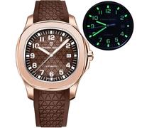 Pagani Design Automatik Herrenuhr Miyota 8215 Mechanisches Uhrwerk 41mm Edelstahl Analog Armbanduhren für Herren, Synthetisches Saphirglas Zifferblatt, 100M Wasserdicht, Kautschukband, Datumautomatik