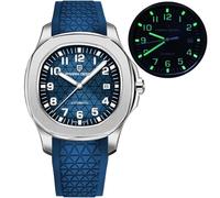 Pagani Design Automatik Herrenuhr Miyota 8215 Mechanisches Uhrwerk 41mm Edelstahl Analog Armbanduhren für Herren, Synthetisches Saphirglas Zifferblatt, 100M Wasserdicht, Kautschukband, Datumautomatik