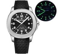 Pagani Design Automatik Herrenuhr Miyota 8215 Mechanisches Uhrwerk 41mm Edelstahl Analog Armbanduhren für Herren, Synthetisches Saphirglas Zifferblatt, 100M Wasserdicht, Kautschukband, Datumautomatik