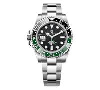 Pagani Design GMT Herren 40 mm Automatikuhr Saphirglas Edelstahl 100 Wasserbeständigkeit Analoguhr Mechanische Herrenuhren Geschenkuhr für Herren(Dunkelgrün-1)