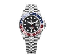 Pagani Design GMT Herren 40 mm Automatikuhr Saphirglas Edelstahl 100 Wasserbeständigkeit Analoguhr Mechanische Herrenuhren Geschenkuhr für Herren(Fünf Perlen Blau Rot)