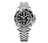 Pagani Design GMT Herren 40 mm Automatikuhr Saphirglas Edelstahl 100 Wasserbeständigkeit Analoguhr Mechanische Herrenuhren Geschenkuhr für Herren(Stahlband schwarz grau-5)