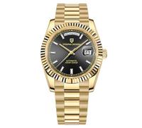 Pagani Design Herren-Automatikuhr, NH36A Uhrwerk Mechanische Herrenuhr DD40 AR Saphirglas 100 Meter wasserdicht Klassische Sportuhr für Herren PD-1783 (Gold-Schwarz AT-1783)