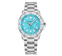 Pagani Design Herren GMT Automatikuhr Mechanisch Saphirglas Feste Lünette 100 Meter Wasserdicht Edelstahl Leuchtende Sport Herrenuhr（Stahl eisblau-1）