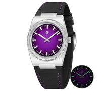 Pagani Design Herrenuhr, 7MM Ultradünn Quarzuhr, 37MM Saphirglas 316L Edelstahl, 100M Wasserdicht Gummiband Geschäfts Uhren (Lila)