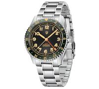 Pagani Design Herrenuhr Automatik NH34 Uhrwerk Mechanische GMT Uhr 40mm Edelstahl Leuchtende Lünette Klassische Taucheruhren Herren (Schwarz Grün)