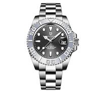 Pagani Design Herrenuhr Automatik Wasserdicht 100M Mechanische Uhren Keramiklünette Edelstahl Herren Taucheruhr Saphirglas Armbanduhr für Männer (Weiß Grau)