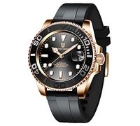 Pagani Design Herrenuhr Automatik Wasserdicht 100M Mechanische Uhren Keramiklünette Edelstahl Herren Taucheruhr Saphirglas Armbanduhr für Männer(Kolloidgold Schwarz)