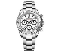 Pagani Design Herrenuhr Wasserdicht Chronograph Edelstahl Taucher 100M Saphir Spiegelband Kalender Uhr Herren Eisblau