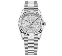 Pagani Design Herrenuhren, 36mm automatische mechanische Edelstahl 100M wasserdichte Luxus-Armbanduhr für Männer, doppelte Datumsanzeige Saphirglas Zifferblatt (Weiß-1752-PO)