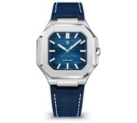 Pagani Design Neue Herren 42mm Quarz Edelstahl Uhr Synthetisch Saphirglas Leuchtend 50m Wasserdicht Mode Business Uhr (Klebeband blau)