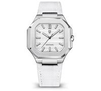 Pagani Design Neue Herren 42mm Quarz Edelstahl Uhr Synthetisch Saphirglas Leuchtend 50m Wasserdicht Mode Business Uhr (Klebeband weiß)