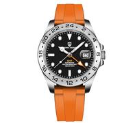 Pagani Design Uhren Herren GMT Automatik Automatik Mechanisch Analog Saphir Sport Wasserdicht Leuchtend Handgelenk Uhr (Schwarz Gummi)