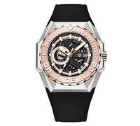 Pagani Design YS007 Automatikuhr für Herren, japanisches Uhrwerk, Edelstahl, Lederarmband, wasserdicht, 100 m, Goldfarben / Schwarz, Riemen