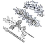 PAGOW 4 Stück Blumen-Strass-Haarspangen, silberfarbene Kristall-Haarnadeln, Blumen-Braut-Kopfschmuck, Hochzeits-Haarschmuck für Bräute, Brautfrauen (4 Stile)