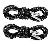PAGOW Strass Glitzer Seile, Kristall Bling Bling Glänzend Runde Schnürsenkel für Sneaker, Kordelzug Schnüre Ersatz, Schwarz, 100cm (dia. 0.4cm)