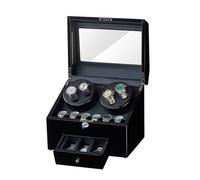 PAHION Automatischer Uhrenbeweger Aufbewahrungsbox Für 4+9 Uhren Uhrenetui Aus Weichem Leder Mit Hochelastischem Schaumstoffkissen Und Leisem Motor 5 Rotationsmodi Inklusive Netzteil