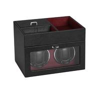 PAHION Doppelter Automatischer Uhrenbeweger Für 2 Uhren Uhrenbox Aus Leder Mit Zusätzlichem Stauraum Für Schmuck Weiche, Flexible Uhrenkissen Und Leiser Motor