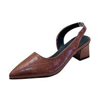 PAIDAXING Damen Einzelne Schuhe Sommer Vorne Geschlossen Sandalen Mit Blockabsatz Waldläufer Damenschuhe Rutschfest Ballettschläppchen Sandaletten High Heels Wasserfest (Brown, 38)