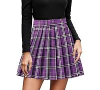 PAIDAXING Damen Karierte Rock Minirock Faltenrock Wolle Plisseerock High Waist A Linie Röcke mit Plaid Schulmädchen Skater Tennis Plissee Kurze Kleid…
