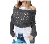 PAIDAXING Damen Multifunktionaler Schal mit Ärmeln Gestrickter Sweater Wrap Umhang Strickschal Winter Mode Poncho Schal Ärmelschal für Frauen Wickelschal Damenschal