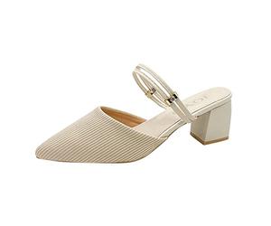 PAIDAXING Damen Slingpumps Ballerinas Pointed Toe Einzelne Schuhe Abend Party Ballettschläppchen Hausschuhe Atmungsaktive Pumps Damenschuhe Freizeitschuhe Waldläufer (Beige, 40)