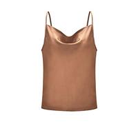 PAIDAXING Damen Top Spaghetti Ärmellos Oberteil Satin V-Ausschnitt Blusentops Frauen Sommer Elegant Einstellbar Camis Shirt Pyjama Trägertop T-Shirt Tops Weste