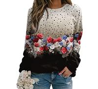 PAIDAXING Jumper Damen 3D Sweatshirt Langarmshirt Rundhals Pullover Baumwolle Tier Bedrucktes Oberteil Tops Freizeit Langarm T-Shirts Bluse Tops