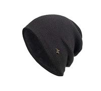 PAIHUIART Strickmütze Beanie Mütze Thermo Herren Damen Hut Herren Winter Warme Mütze Erwachsene Gestrickte Lässige Mützen Baumwolle Wollmützen Für Herren Outdoor Cap Solide 52-62Cm Schwarz